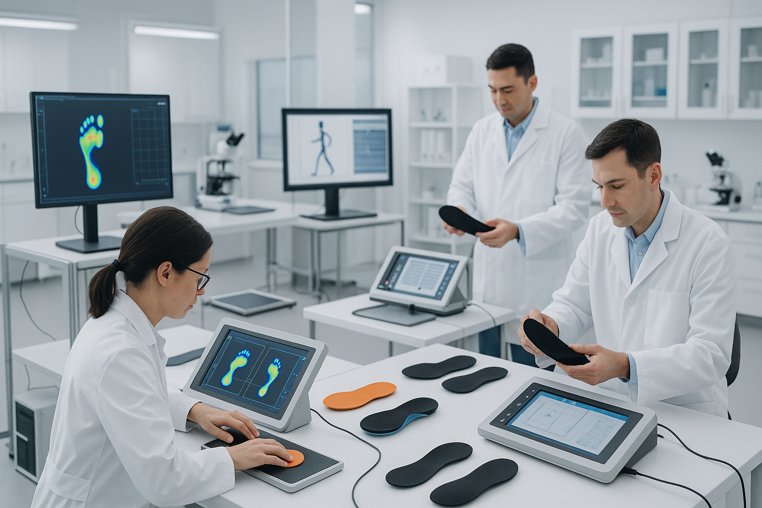 Medical laboratory testing foot insoles 